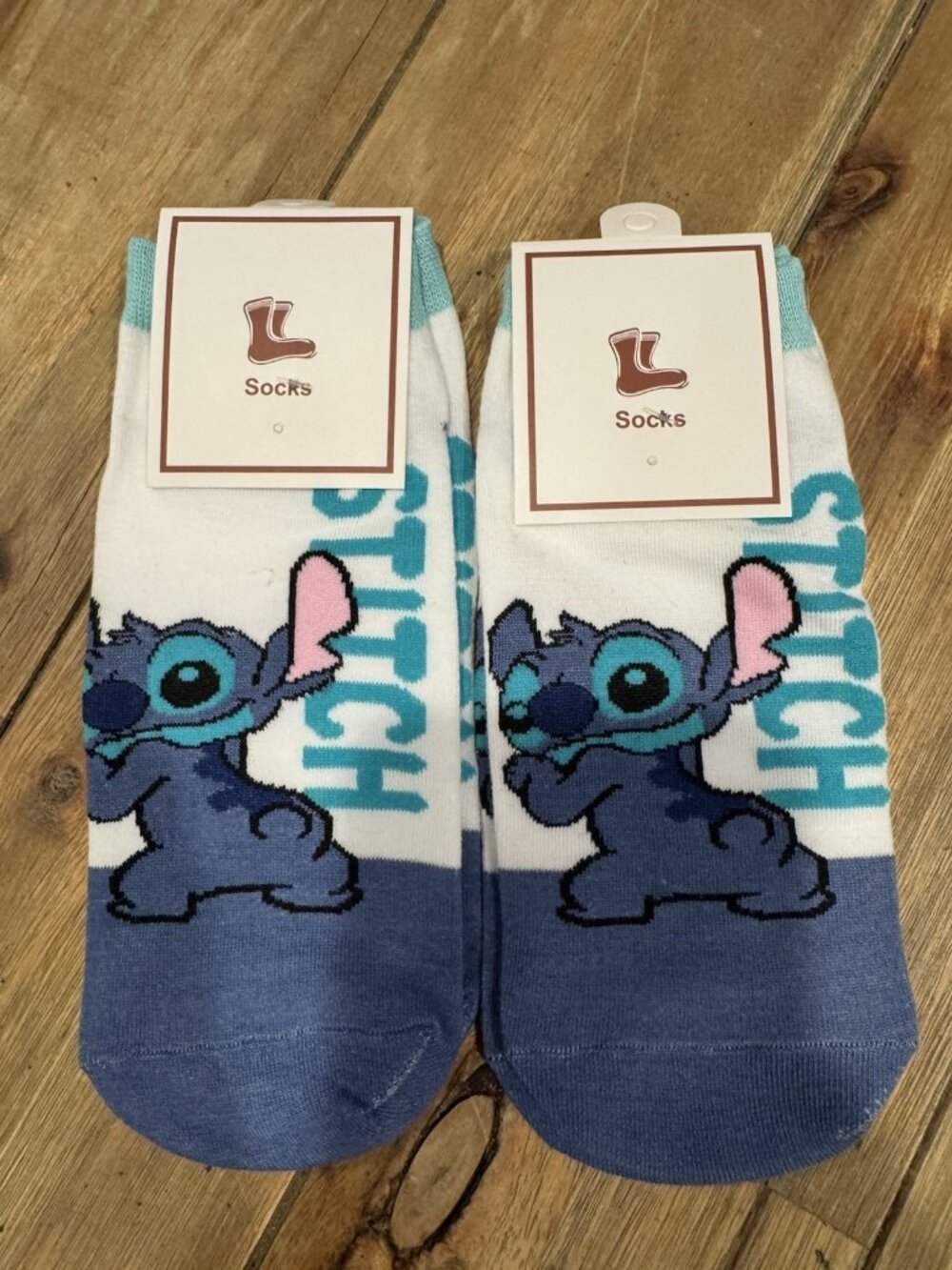 Disney Stitch Blue White Pink Cute Mid-Crew Socks S Sm 2 Pair Pack & Pixar NEW